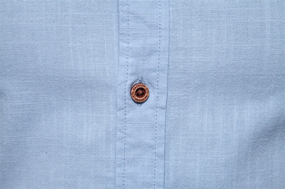 Japanese Style Men's Shirt 2025 Summer Business Casual Shirt Breathable Cotton Linen Blend | Slim Fit Long Sleeve Solid Color