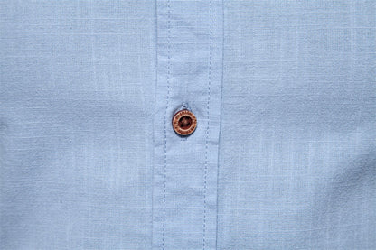 Japanese Style Men's Shirt 2025 Summer Business Casual Shirt Breathable Cotton Linen Blend | Slim Fit Long Sleeve Solid Color