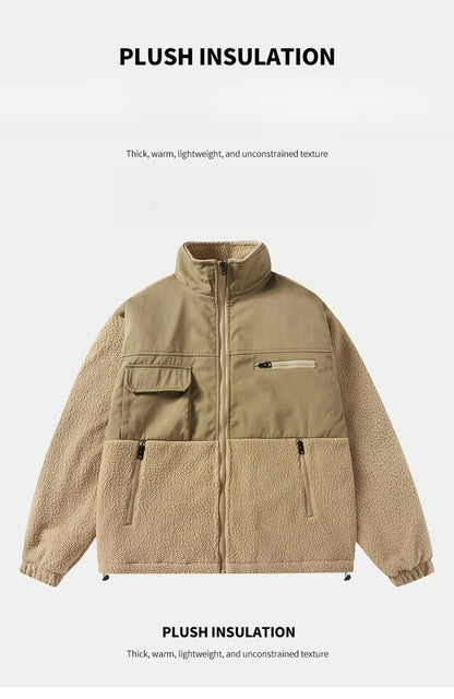 Maxbarley 2025 Winter Cotton Padded Jacket Men Brand Trendy Lambskin Cold-proof Windproof Jacket Casual Camping Ski Fleece Parka