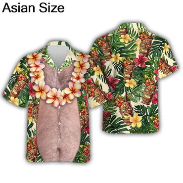 Funny Design Big Belly Hawaiian Shirts Funny Vacation Mens Shirts Casual Button Down Tropical Beach Shirts Y2k Unisex Blouses