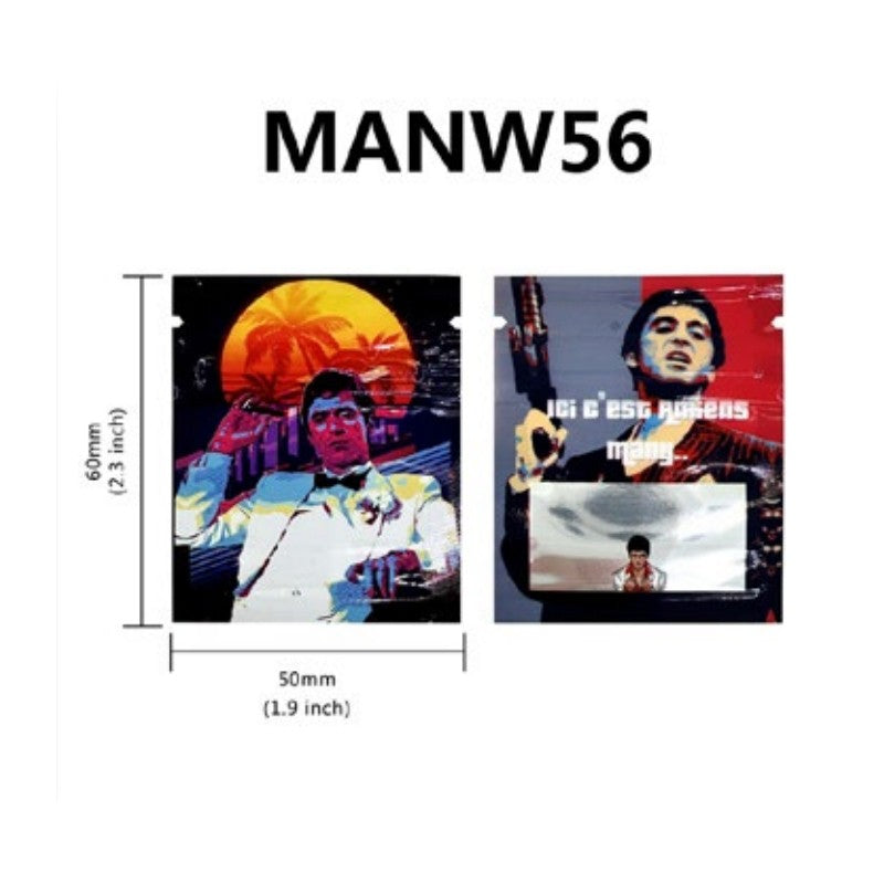 10PCS 0.5G 5x6cm Small Cartoon Storage Bag Reusable Product Ziplock Pouches Mini Smellproof Mylar Bags Plastics Aluminium Pouch