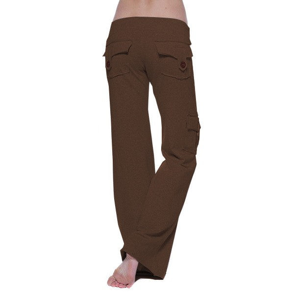 Cargo Pants Women Pants Strong Elastic Wide Leg Female Cargo Pants Pockets Solid Color Elegant Plus Size Flare Workout Trousers