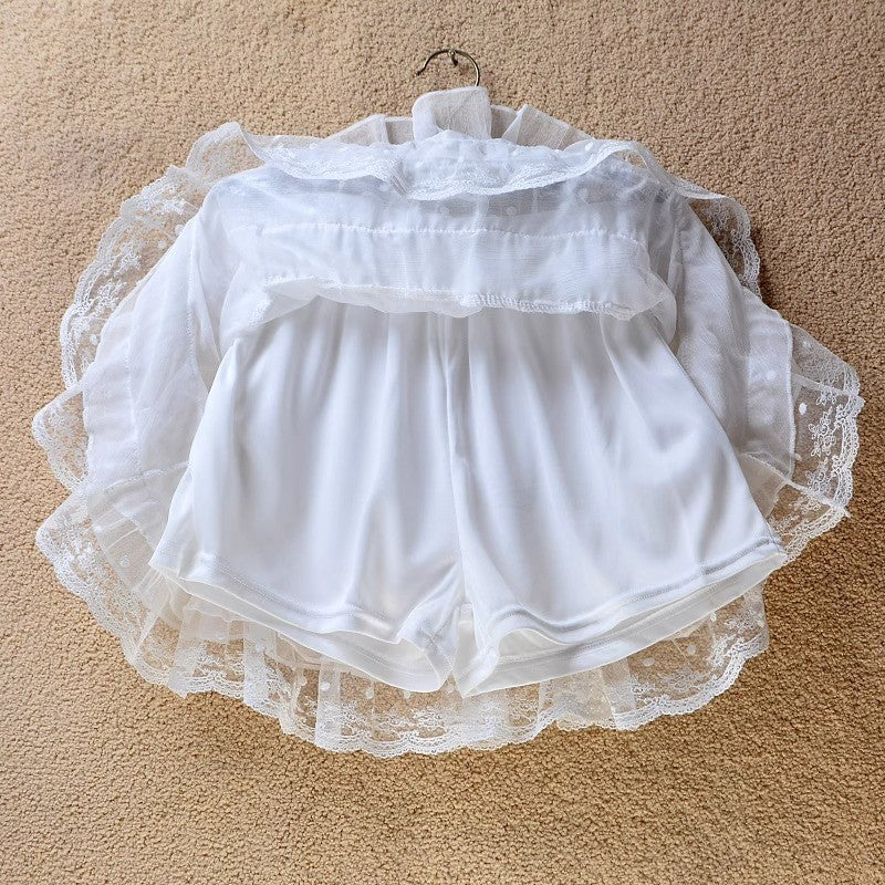 Sweet lace short skirt, white lace cake skirt, women's summer high waisted A-line fluffy cake skirt, half skirt