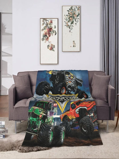 Monster Jam Grave Digger Plush Throw Blanket Warm Fashion Bedspread Outdoor Flannel Cover Kids Bedding