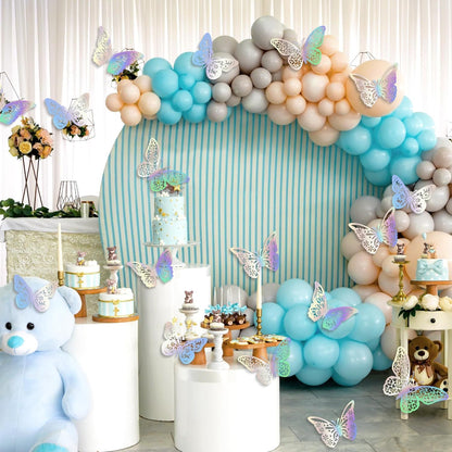 48 Pcs Silver Butterfly Decorations Butterfly Wall Decor 3D Butterfly Party Decorations Butterflies for Bouquet Cake Decorating