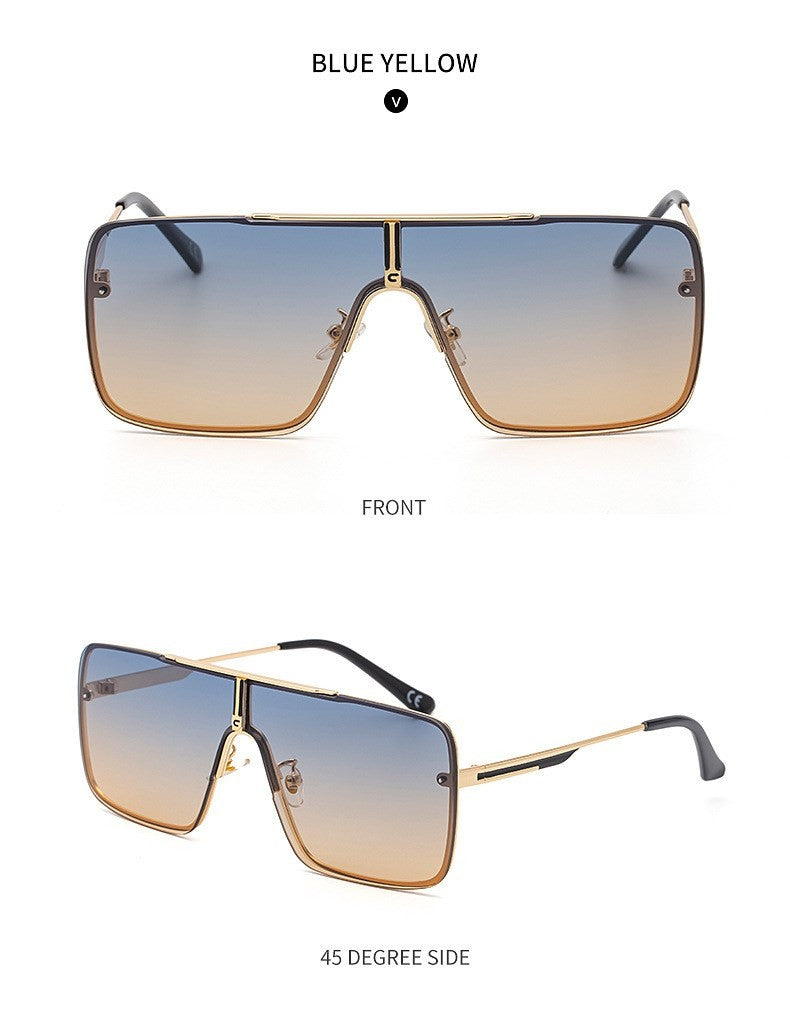 Óculos de sol quadrados oversized para homens, armação grande, 2025, design de marca de luxo, armação de metal, óculos de sol masculinos, óculos retrô