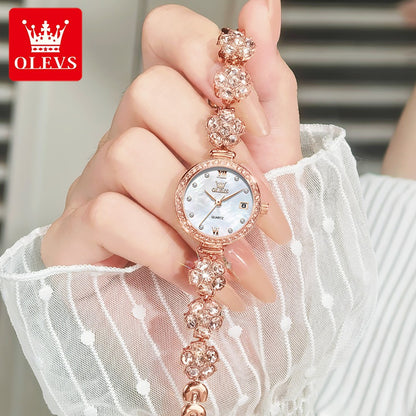 OLEVS 5638 Women Watches Original Elegant Quartz Watch Waterproof Luminous Date Ladies Set Bracelet Watch Girls Gift Reloj Mujer