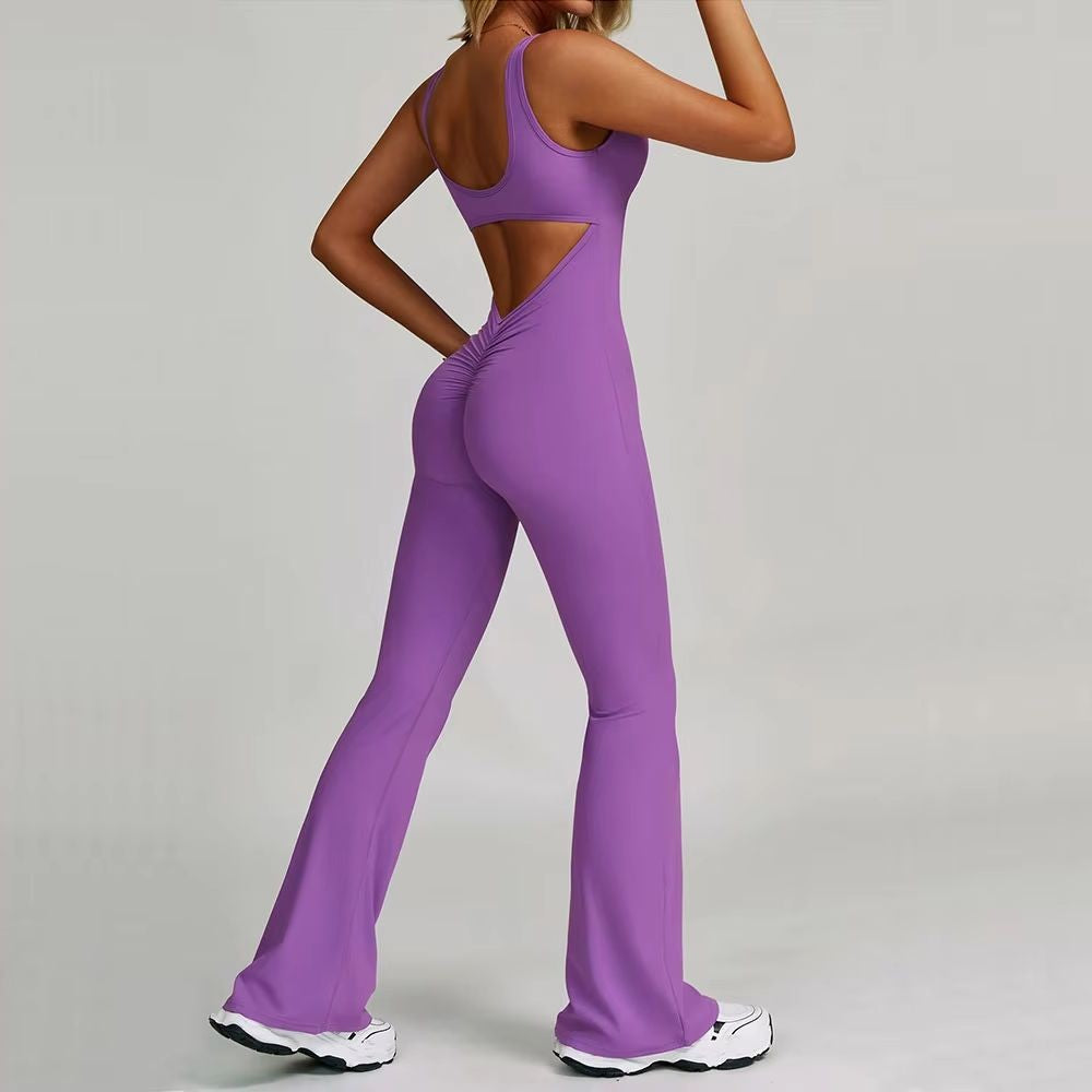 Sexy Back V Jumpsuit Gym Set Women Training Yoga Suit Sportswear Women Sports Jumpsuit Fitness Rompers Stretch Workout Bodysuits