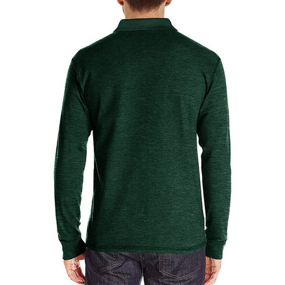 Spring Trend Men's Long Sleeve Casual Tshirt Solid Lapel Button Up Pullover Tops Autumn Turn Down Collar Bottoming Polo Shirt