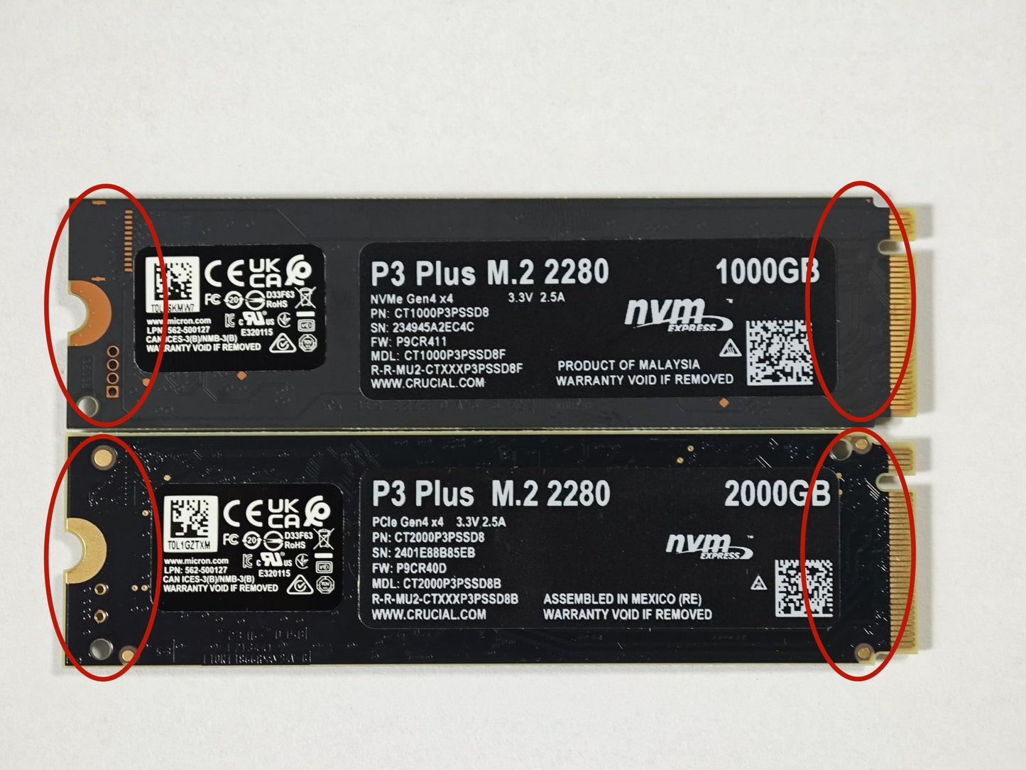 Crucial P3 Plus 1TB 2TB PCIe Gen4 NVMe M.2 SSD Interno (Pacote OEM) & Crucial NVME 2280 P310 1TB SSD & Crucial T500 1TB