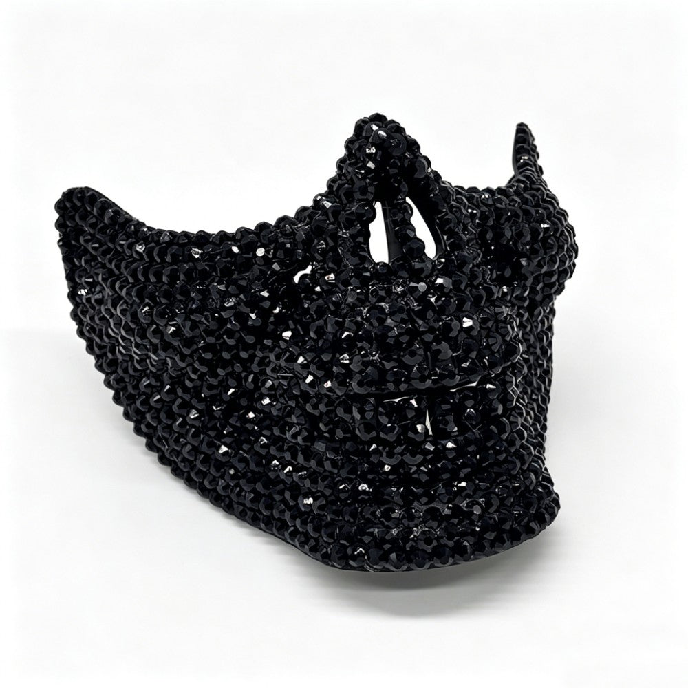 Gothic Handcrafted Half-Face Masquerade Mask Sparkling Punk Rock Style Rhinestone Mask Horror Style Full Diamond Mask Unisex