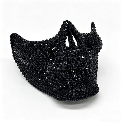 Gothic Handcrafted Half-Face Masquerade Mask Sparkling Punk Rock Style Rhinestone Mask Horror Style Full Diamond Mask Unisex