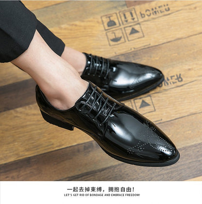High Quality Green Men Oxfords Shoes Pointed Formal Shoes Man Patent Leather Shoes Lace-Up Business Dress Shoes Men Big size 48