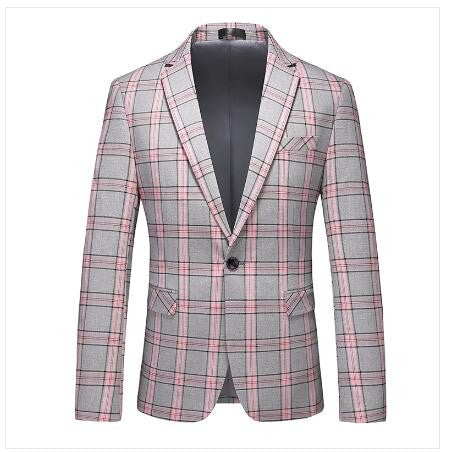 Single Breasted Plaid Suit Men's Clothing Fashion Simple Men Business Social Wedding Party Tuxedo Dress Blazers Jacket