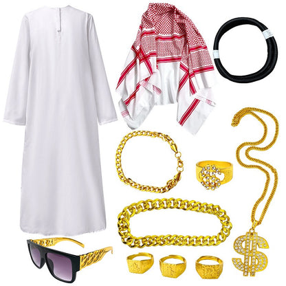 New Arab Emirate Costume Shepherd Rich Arab Prince Adult Role Playing Fantasia Halloween Carnival Costume Hot Selling
