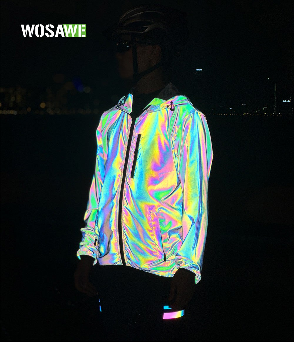 WOSAWE Bicycle Jacket Men Spring Summer Full Reflective Windbreaker Women Water Resistant MTB Road Bike Wear Cycling Long Jersey