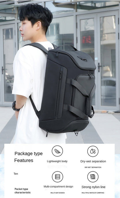 Custom logo large capacity travel bag for men waterproof sports outdoor travel bag print name hand luggage backpack with shoes