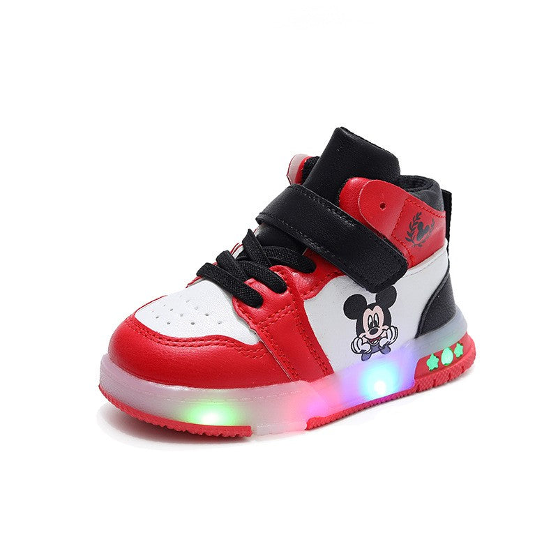 Minnie Pattern Children's Sneaker New Style Popular Design Baby Boys Girls Led Lighting Shoes Autumn Kids Casual Sports Shoes