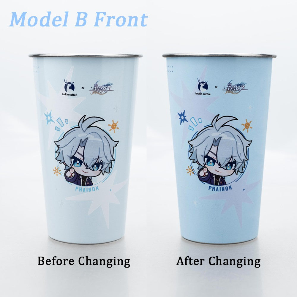 700ML Large Capacity Stainless Steel Cold Color Changing Cold Water Cup Drinking Cup With Straw Lid Collection Gift In Stock