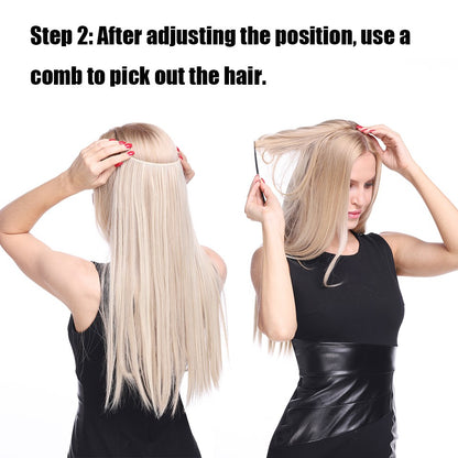 BENEHAIR Cabelo Sintético com Fio Invisível Sem Clipes Extensões de Cabelo Linha Secreta de Pesca Apliques de Cabelo Falso Para Mulheres
