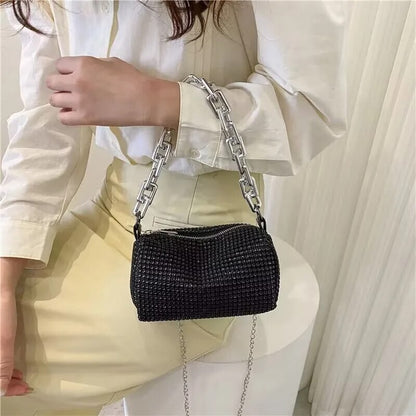 Luxury Rhinestone Bucket Bag Glitter Chain Prom Purse Women's Dinner Package Fashion Female Shoulder Bag