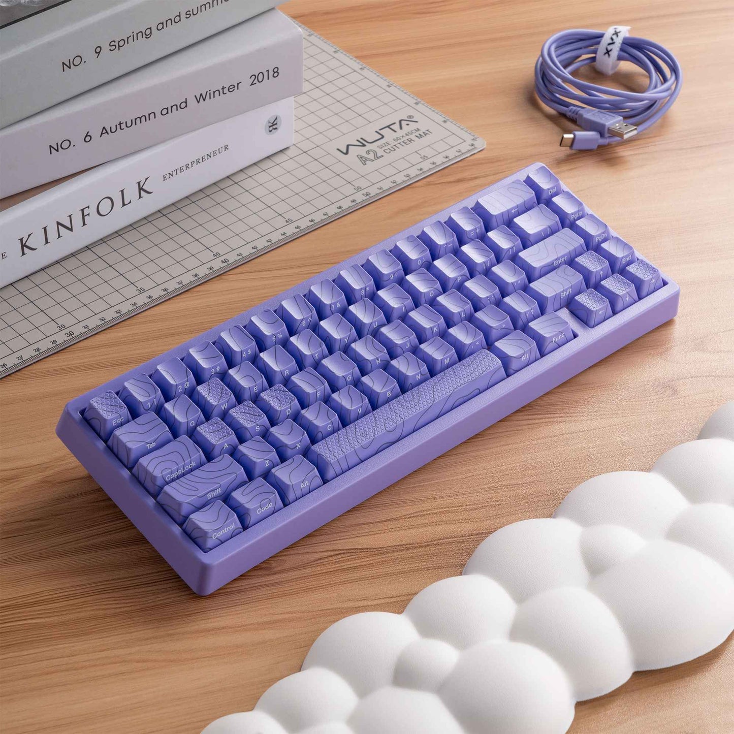 Teclado Mecânico XVX M67 JadeStone com Teclas IMD-Tech Hot Swappable Design Gasket Teclado com Retroiluminação RGB Personalizada Tri-Modo