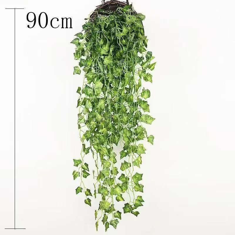 2.1M Green Ivy Leaf Hanging Vine Artificial Garland Silk Wall Plant Home Garden Decoration Wedding Party DIY Fake Wreath Leaves