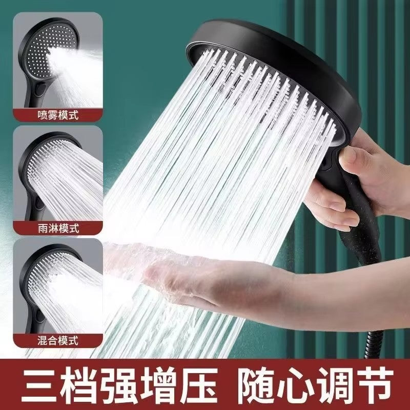New High Pressure 13cm Shower Head Black 3 Modes Water Saving Spray Nozzle Massage Rainfall Shower Hose Bathroom Accessories Set