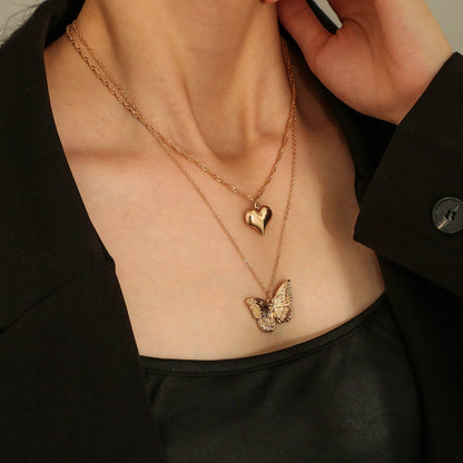 Colar Borboleta Vintage Feminino Dourado Aço Inoxidável Lâmina Correntes de Cobra Pingentes Estéticos Gargantilha Joias Femininas Presente Para Mulher