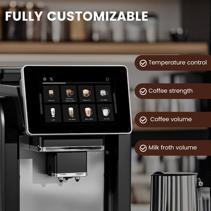 Mcilpoog WS817 -7"colorfAutomatic Espresso Machine with Milk Frother,  21 Flavors for Home & Office