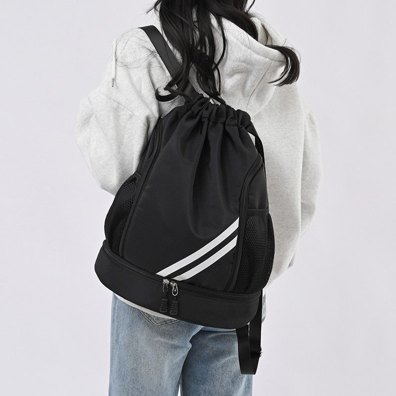Mochila de Academia Fitness Bolsa Esportiva Feminina Masculina Mochila de Basquete Ao Ar Livre Bolsas de Armazenamento de Futebol Mochila Esportiva com Cordão de Treinamento