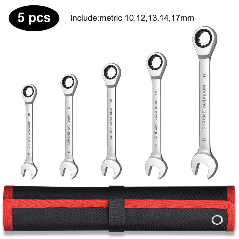 Conjunto de Chaves Catraca Métricas e Standard, Chave Combinada de 12 Pontos com Boca Fechada, Conjunto de Ferramentas para Garagem, CR-V Totalmente Polido