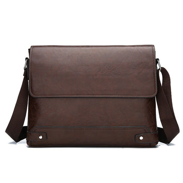 Men's Solid Color Retro Leather Shoulder Bag, Casual Business Crossbody BagS Horizontal A4 Paper Travel Bag Briefcase Laptop Bag