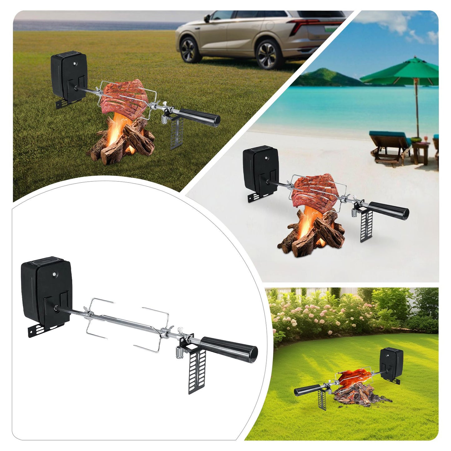 Electric Rotating BBQ Grill 360° Auto Turn Spit Roaster for Chicken Meat Shish Kebab Electric Barbecue Rotisserie Oven Grill