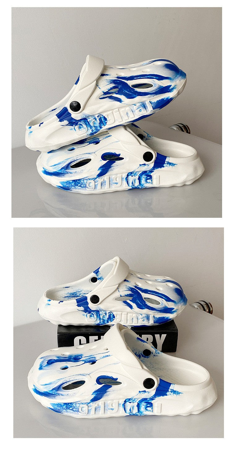 Shevalues Fashion Men Clogs Slippers Casual Hole Beach Sandals Outdoor Men Garden Shoes Summer Soft Sandals Home Bathroom Slides