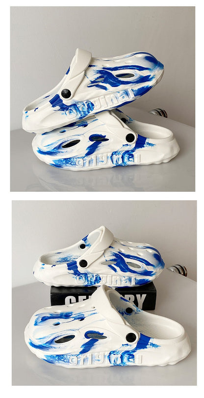 Shevalues Fashion Men Clogs Slippers Casual Hole Beach Sandals Outdoor Men Garden Shoes Summer Soft Sandals Home Bathroom Slides