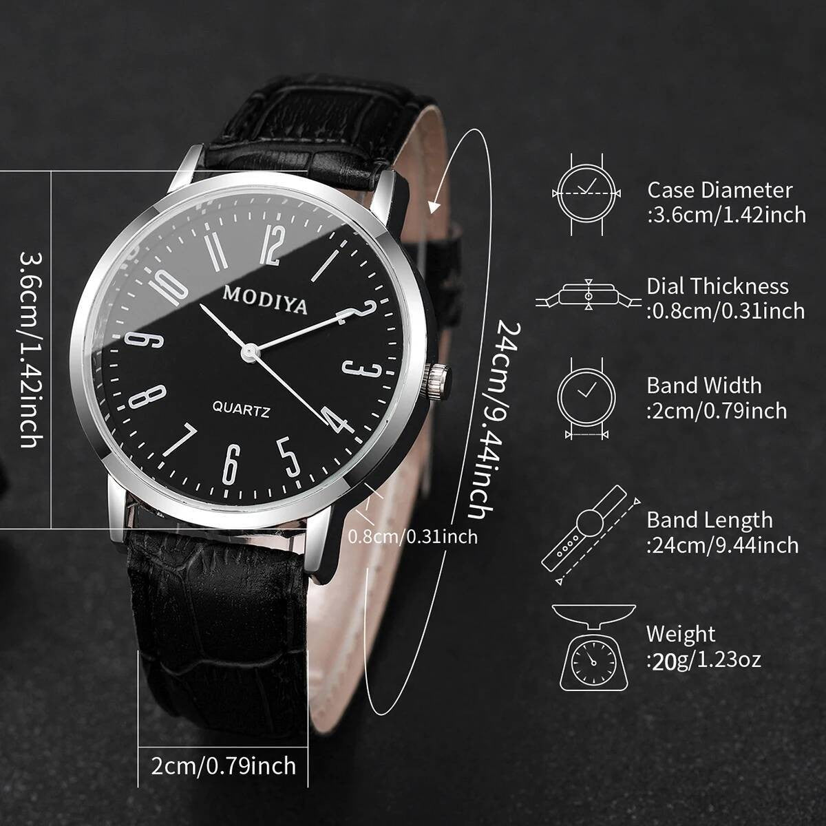 3PCS/Set Fashio Arabic Dial Men Business Watches Casual Leather Strap Quartz Wristwatches Reloj Hombre?Without Box?