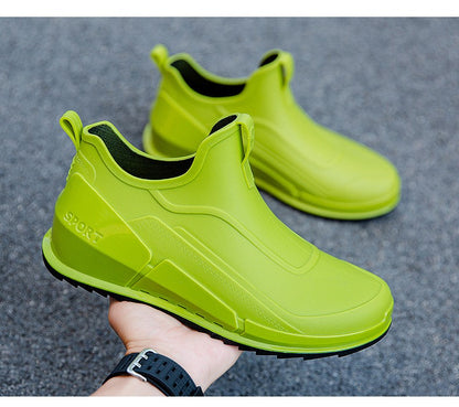 Ankle Rain Boots Men's Motorcycle Waterproof Shoes Outdoor Rain Boots Fishing Non-slip Rubber Shoes Thick Soled Water Shoes