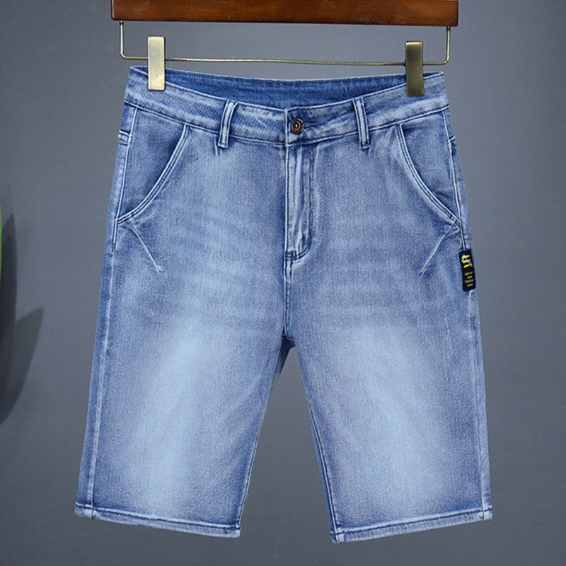Men's Straight Casual Denim Shorts Simple Solid Color Slim Jeans Comfortable Breathable Bermuda Short Pants Summer