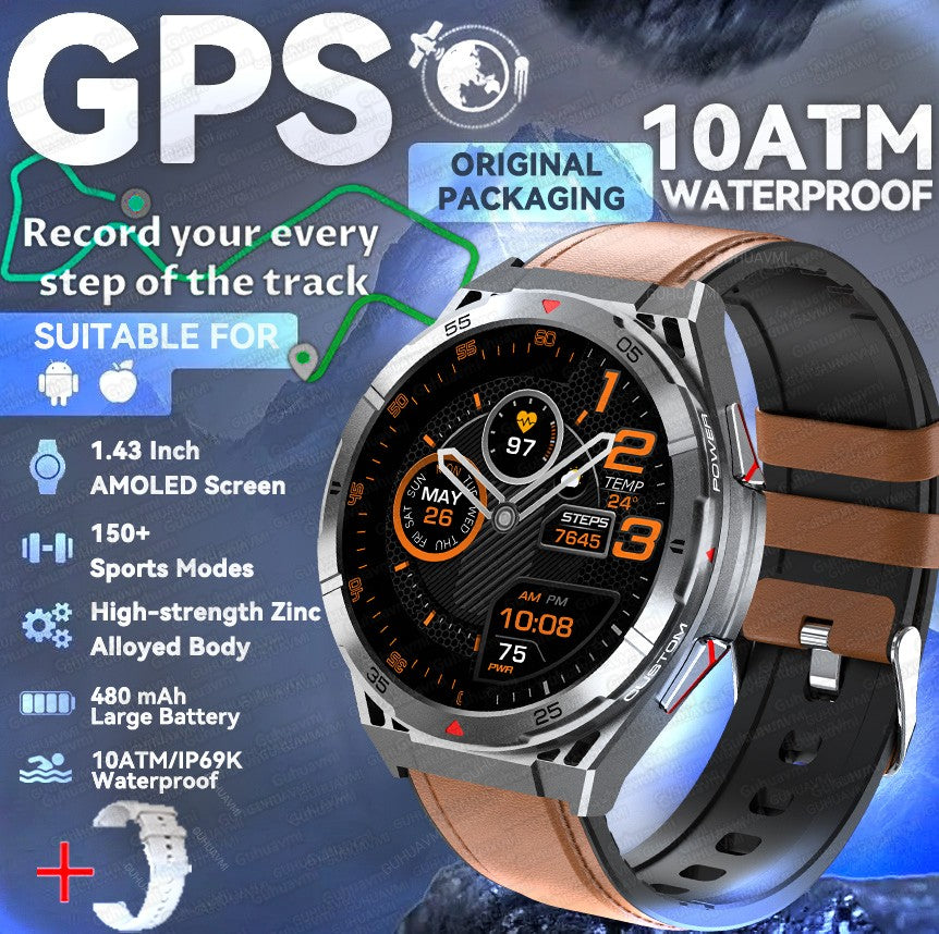 2025 AGPS New Men Smart Watch DIgital Military Sport Electronic Bluetooth 10 ATM Waterproof Diving Original Bracelet