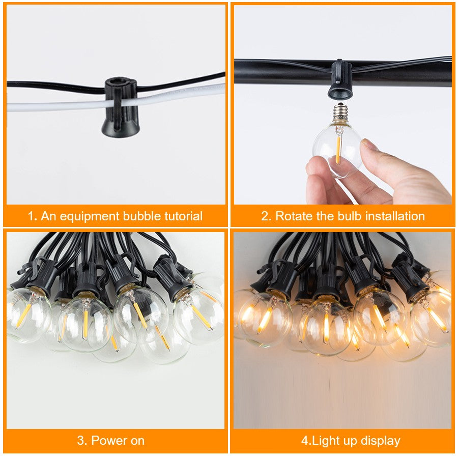 Outdoor LED Waterproof G40 String Light EU Plug Shatterproof Light Bulb Garden Fairy String Lights for Patio Festoon Party Decor