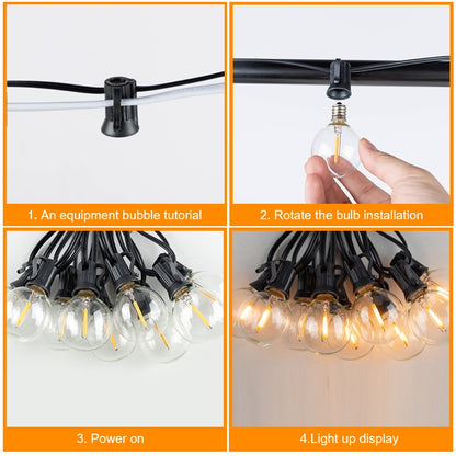 Outdoor LED Waterproof G40 String Light EU Plug Shatterproof Light Bulb Garden Fairy String Lights for Patio Festoon Party Decor