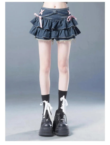 New Fashion Women Hot Girl Sweet Kawaii Bow Vintage Y2k Clothes American Streetw