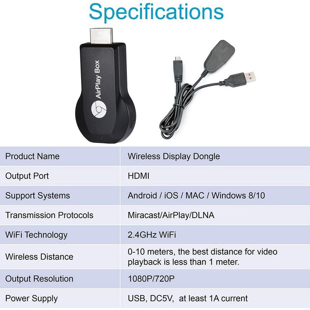 Anycast M9 Plus 2.4G 1080P Miracast Sem Fio DLNA AirPlay HDMI TV Stick Receptor de Dongle com Suporte Google Chromecast