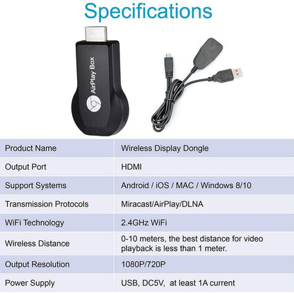 Anycast M9 Plus 2.4G 1080P Miracast Sem Fio DLNA AirPlay HDMI TV Stick Receptor de Dongle com Suporte Google Chromecast