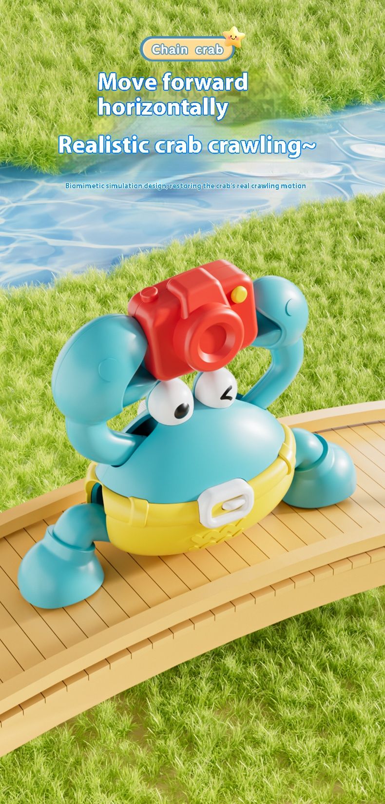 Children's Fun Crab Toys with Camera Toys Simulation Crab Crawling Baby Crawling Chain Toys Toddler Interactive Montessori Toys