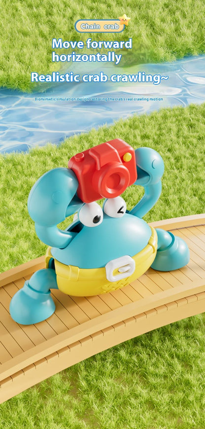 Children's Fun Crab Toys with Camera Toys Simulation Crab Crawling Baby Crawling Chain Toys Toddler Interactive Montessori Toys