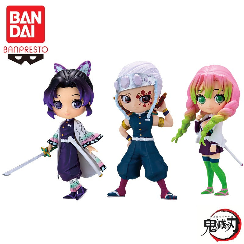 Em estoque Bandai Banpresto Original Demon Slayer Qposket Petit Shinobu Tengen Mitsuri Boneca Nova Lacrada Boneco de Ação Garage