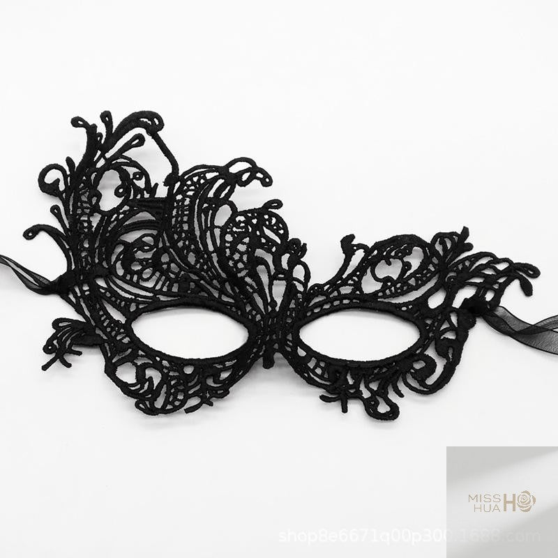Set of 2, Couple's Elegant Black Lace Masquerade Masks for Costume Parties