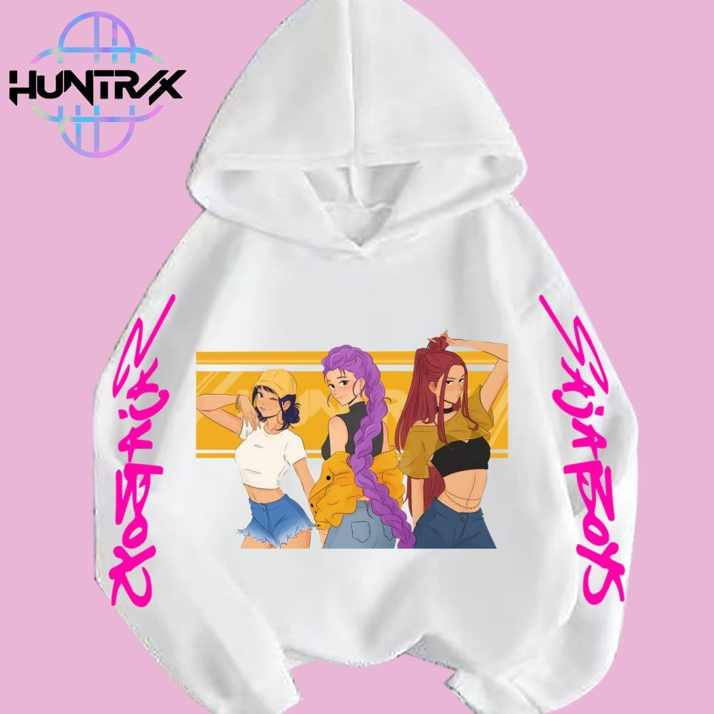 Kpop Demon Hunters Anime Hoodie Woman Clothing Saja Boys Cosplay Cartoon Graphic Sweatshirts Y2k Daily Casual Hooded Pullovers
